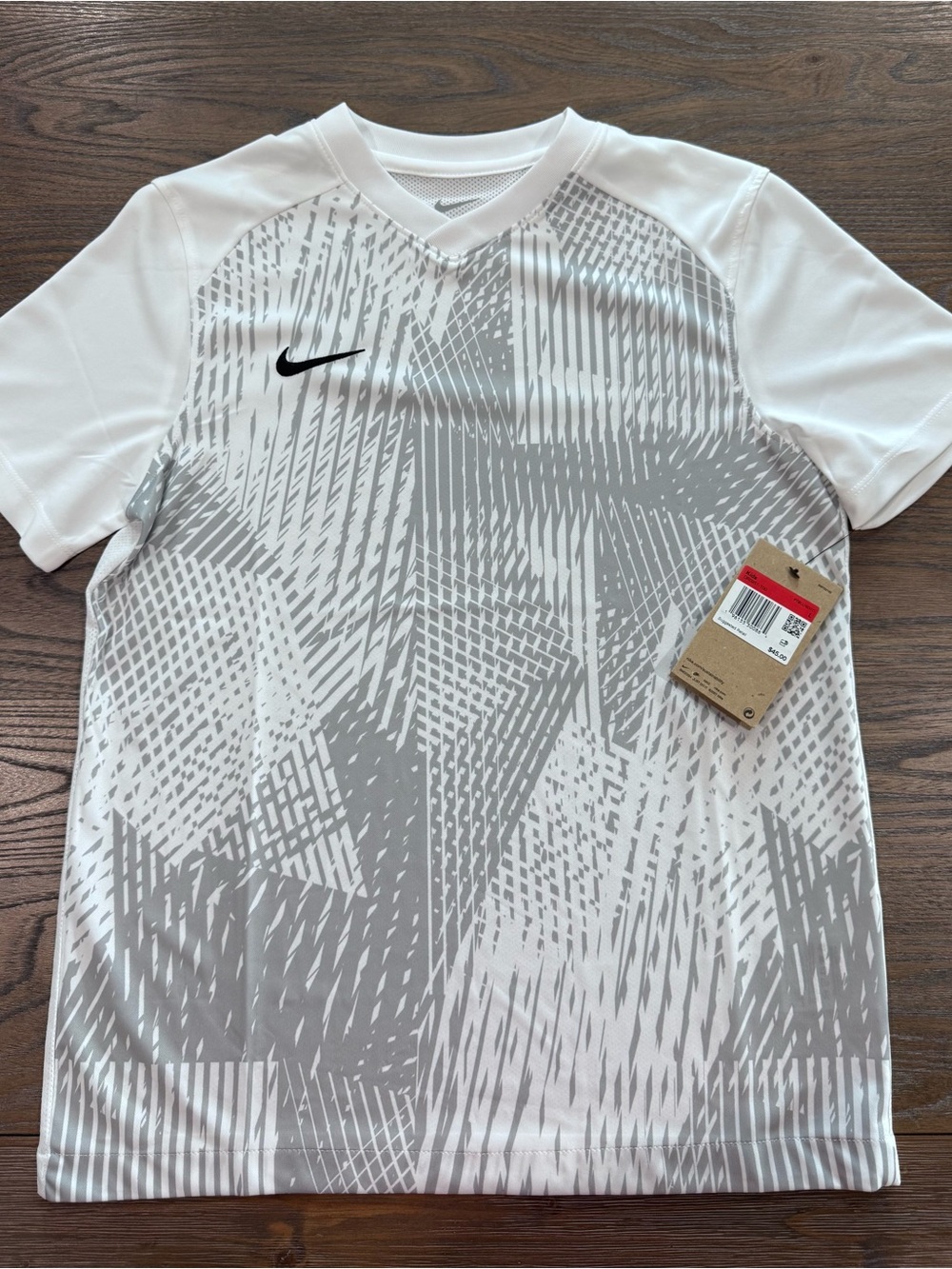 Nike | Short Sleeve Soccer Jersey - White/Gray Graphic | Youth Large